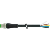 M12 Power K-coded male 0° with cable PUR 5x1.5 bk +drag chain 0,6m