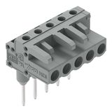 Female connector for rail-mount terminal blocks 0.6 x 1 mm pins angled