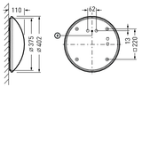 Wall and ceiling luminaire Mondia Diffuser White around ETDD 17W 2000lm Lambertian (L) IP40 IK06 3 SDCM