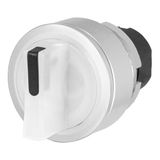 Knob selector switch, illuminated, white, flush-mount, 3-position, Cam O, return to Centre