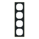 1724-453M-500 Cover  with decor ring, 4gang black matt gold