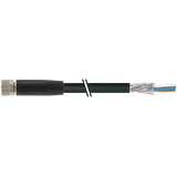 M8 female 0° A-cod. with cable shielded PUR 4x0.34 bk 35m
