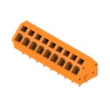 Printed circuit board terminals, 5.00 mm, Number of poles: 9, 135°, Solder pin length (l): 3.5 mm, tinned, orange, Tension-clamp connection, Clamping range, max. : 2.5 mm², Box