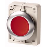 M30I-FDL-R Illuminated pushbutton actuator, RMQ-Titan, flat, momentary, red, blank, Front ring stainless steel