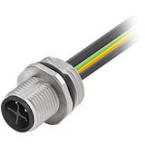 M12 Power male recept. S-cod. front PE-X-wires 4x2.5 UL 0,2m