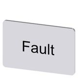Labeling plate 17.5x27 mm, silver-colored label, labeling: Fault