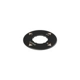 Plate with shaped hole, circular, Ø 60 mm, black, inscription "UP, R, DOWN, L"