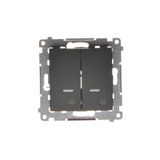 Double intermediate switch with indicator LED light, (module), 10AX, quick connection, black matt