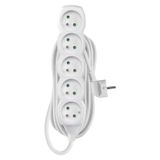 Extension Cord 5 m / 5 sockets / white / PVC / 1.5 mm2