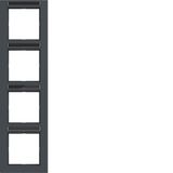 Cover frame 4-way vertical, text field, A.1, anthracite