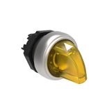 Illuminated selector switch actuator Ø22mm Platinum series chromed plastic, 3 position, 1 > 0 < 2. Yellow