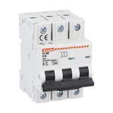 Miniature circuit breaker, 3P - 10kA. 3 modules, characteristic D, 4A