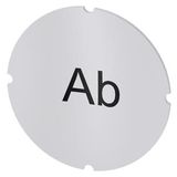 Inscription plate for illuminated pushbutton, round, milky, labeling: Ab