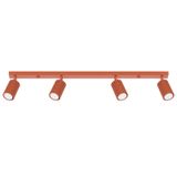 CEILING LAMP WITH SPOTLIGHTS ON A RED CARBON STRIP 4XGU10