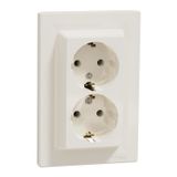 Asfora socket double, grounded, 16 A, screw, CREAM