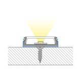 Attached aluminum profile PZ, 24x6 mm, White diffuser, complete, 1 m