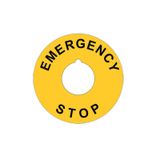 Polycarbonate label, for button, diameter 60mm, (Emergenza)
