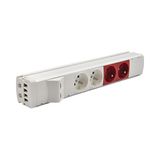 Standard power strip set: 2x250V type E+2x250V UPS+2xRJ45 plate with Keystone mounting, screw; white