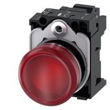Indicator lights, 22 mm, round, Metal, shiny, red, lens, smooth, with holder, LED module .... 3SU1156-6AA20-3AA0-Z Y12