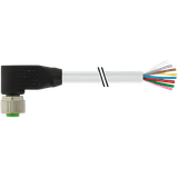 M12 female 90° A-cod. with cable PUR 8x0.34 gy 10m