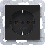 SCHUKO wall socket, screw lift terminals, A.x/C.x, night black glass.