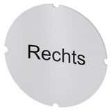 Inscription plate for illuminated pushbutton, round, milky, labeling: Rechts
