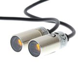 Photoelectric sensor, M18 threaded barrel, metal, red LED, through-bea E3FB2000C