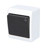 GALATEA Bell symbol button No. 1/0 10A 230V on plaster IP44 white/black