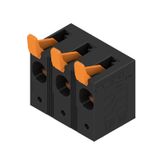 Printed circuit board terminals, 15.00 mm, Number of poles: 3, 90°, Solder pin length (l): 5 mm, black, PUSH IN with actuator, Clamping range, max. : 16 mm², Box