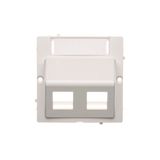 Double angled Keystone IT/telephone socket cover with descriptive field, (cover), white