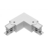 Connector L 90° for 3-phase track, external, white