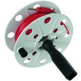Coiler plastic, grey W 40mm w. socket a. 50m wire 0.75mm² red w. split