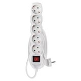 Extension Cord 3 m / 5 sockets / switch / white / PVC / 1.5 mm2