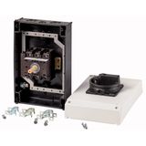 P3-63/I4/MBS/SVB-SW/HI11 Main switch, P3, 63 A, surface mounting, 3 pole, 1 N/O, 1 N/C, STOP function, With black rotary handle and locking ring, Lockable in the 0 (Off) posit