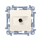 Single TV socket final, cream white/electro white