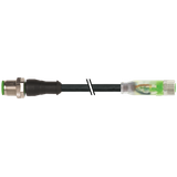 M12 male 0° / M8 female 0° A-cod. LED PUR 3x0.25 bk UL/CSA+drag chain 