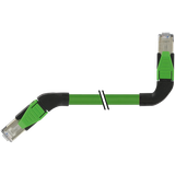 RJ45 male 45° up / RJ45 male 90° left shielded PUR 1x4xAWG22 gn 3m