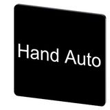 Labeling plate 27 x 27 mm, label black, labeling: Hand Auto