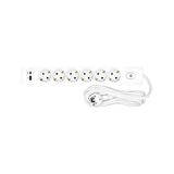 Power-strip 6-way, 5m cable, switch, USB A+C PD, white