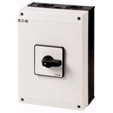 P3-100/I5/N On-Off switch, P3, 100 A, surface mounting, 3 pole + N, with black thumb grip and front plate