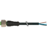 M12 female 0° A-cod. with cable RADOX EM 104 4x0.5 bk 3m