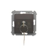 Roller blind control switch with key (modul) 3 positions "I-0-II"; brown matt metallic