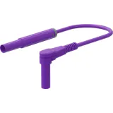 Safety measuring lead with (4 mm lamella plug, straight) to (4 mm lamella plug, angled), 2 m, purple, PVC, 1.0 mm², CAT III, CAT IV, 66.1049-20026
