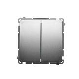 Two gang switch, (module), 16AX, Screw, satin, metallized