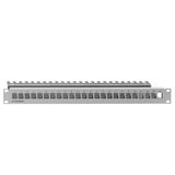 Patch panel, modular, for max. 24 Keystone modules, 19""/1 U, direct assembly, empty