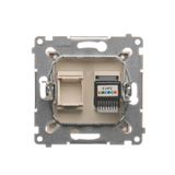 Double angled cover for ICT sockets for "Panduit" with descriptive field, (module), Inox, metallized