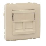 COV RING W/DOUB SUPPORT F/RJ45 CONNECT IVORY