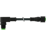 M12 male 90° / M12 female 0° A-cod. V4A FEP 5xAWG22 bk 2m