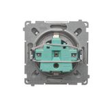 Double fiber optic sockets, Silver matt, metalic