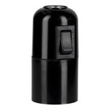 Lampholder E27 Bakelite Plain + Switch Black